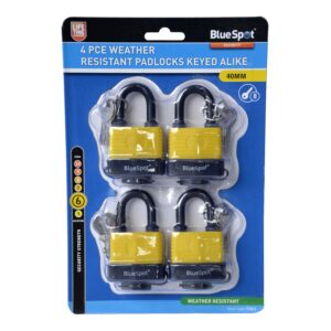 Blue Spot Tools 4 PCE 40mm All-Weather Keyed-Alike Padlocks