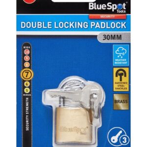 Blue Spot Tools 30mm Double Locking Solid Brass Padlock