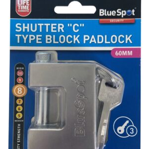 Blue Spot Tools 60mm Steel Shutter "C" Type Block Padlock