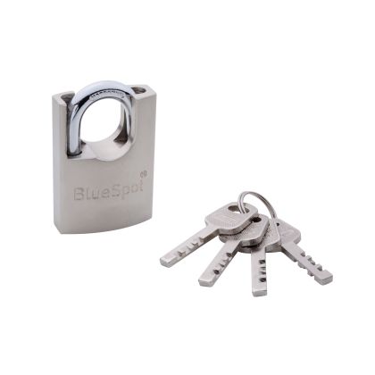 Blue Spot Tools 50mm Shrouded Closed Shackle Satin Finish Padlock