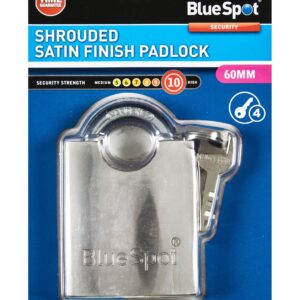Blue Spot Tools 60mm Shrouded Closed Shackle Satin Finish Padlock