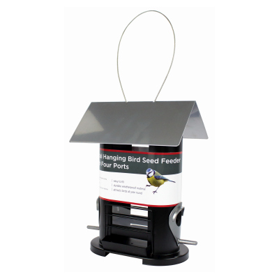 Redwood 4-Port Metal Hanging Bird Seed Feeder