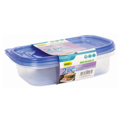 Ashley 2-Piece 1L Reusable Food Storage Boxes