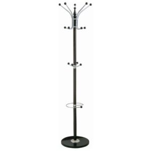 Ashley 14-Hook Freestanding Coat and Hat Stand with Umbrella Holder - Black Steel