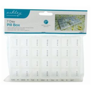 Ashley 7-Day Weekly Medicine Pill Organiser Box with Push-Lock Lids