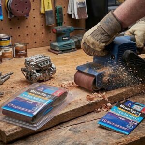 Blue Spot Tools 75 x 533mm Sanding Belts 120 Grit (5 Pack)