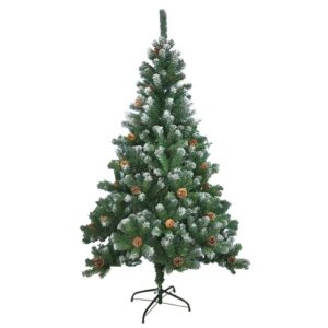 6ft Green Christmas Tree with Snow & Cones