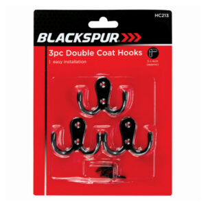 Blackspur 3pc Double Coat Hooks Set with Screws HC213