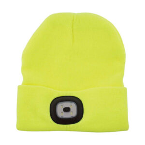 Kingavon 4 SMD USB Rechargeable LED Headlight Beanie Hat - Hi-Viz Yellow HL168
