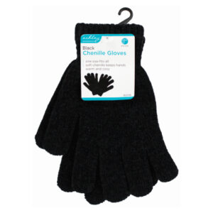 Ashley Black Soft Chenille Knitted Winter Gloves RG176