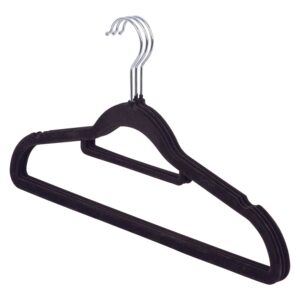 Ashley 3pc Non-Slip Black Flocked Velvet Coat Hangers CH070