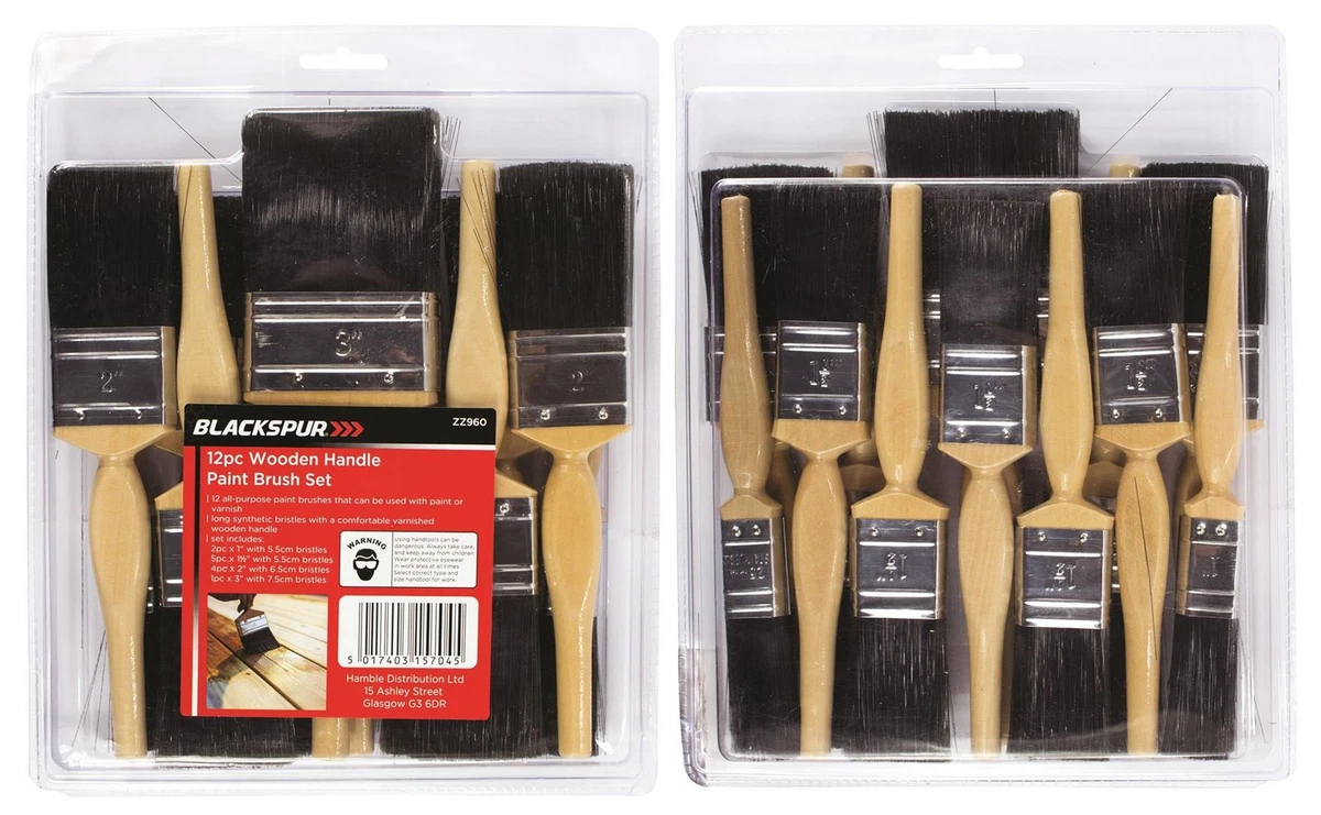 Blackspur 12pc Wooden Handle Paint Brush Set ZZ960